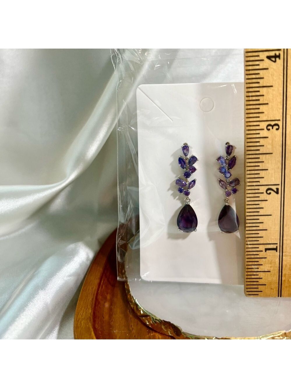 Purple Drop Earrings - Picture 4 of 4